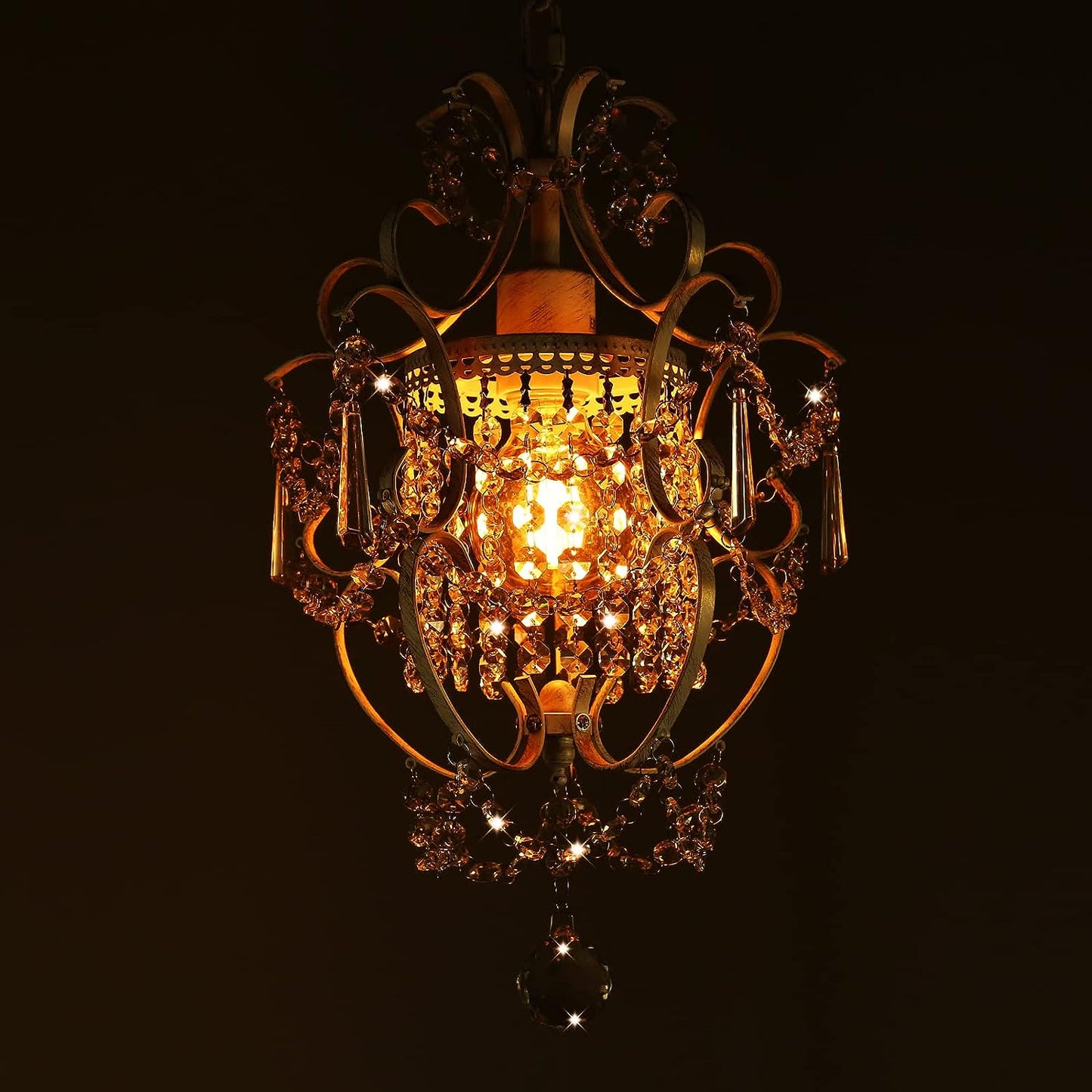 White Chandelier Mini Crystal Chandelier Lighting K9 Crystal Retro Craft Elegant Iron Chandelier for Bedroom - NON BRANDED SUPERMARKET