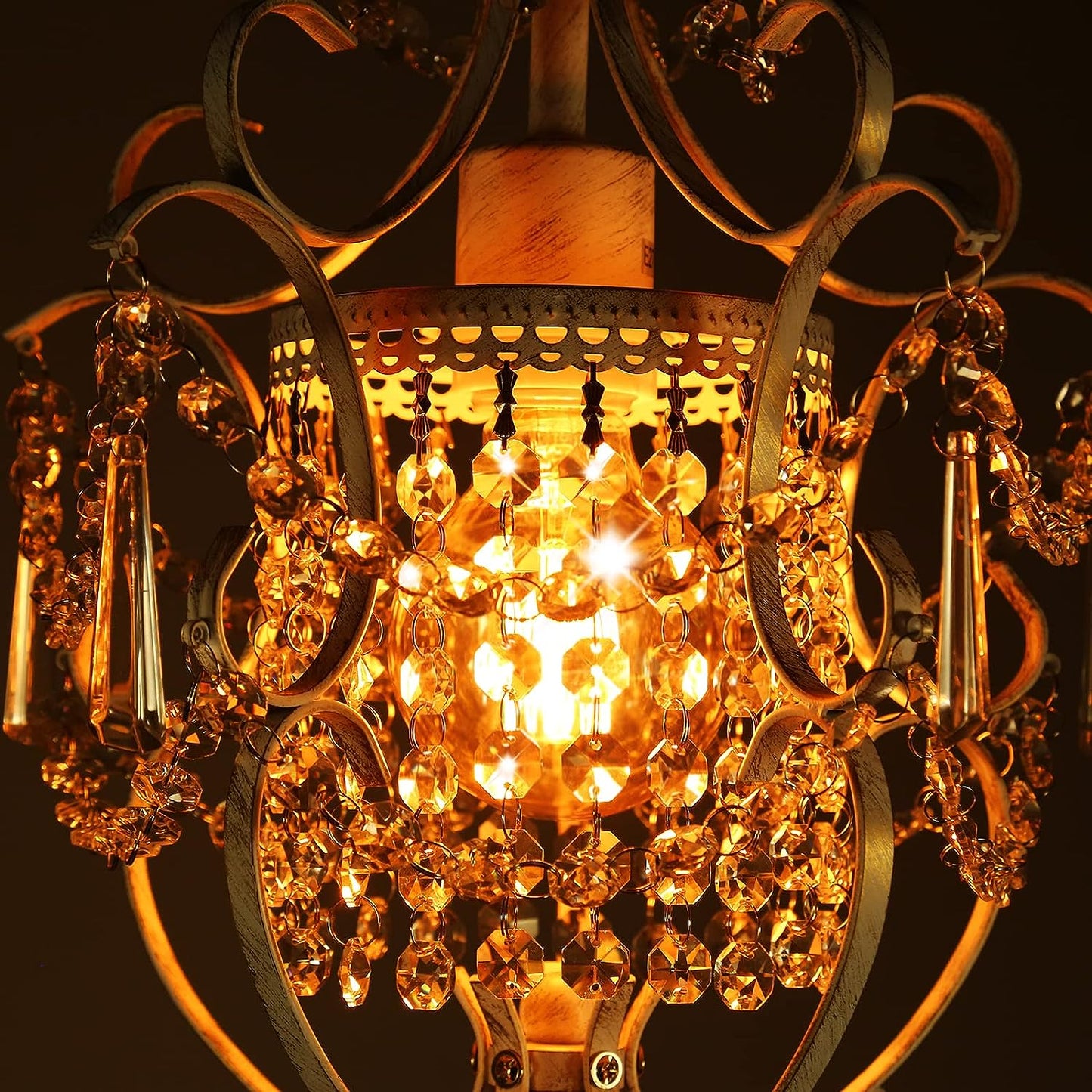 White Chandelier Mini Crystal Chandelier Lighting K9 Crystal Retro Craft Elegant Iron Chandelier for Bedroom - NON BRANDED SUPERMARKET
