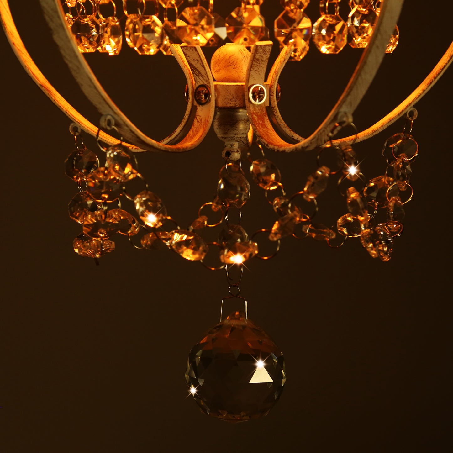 White Chandelier Mini Crystal Chandelier Lighting K9 Crystal Retro Craft Elegant Iron Chandelier for Bedroom - NON BRANDED SUPERMARKET