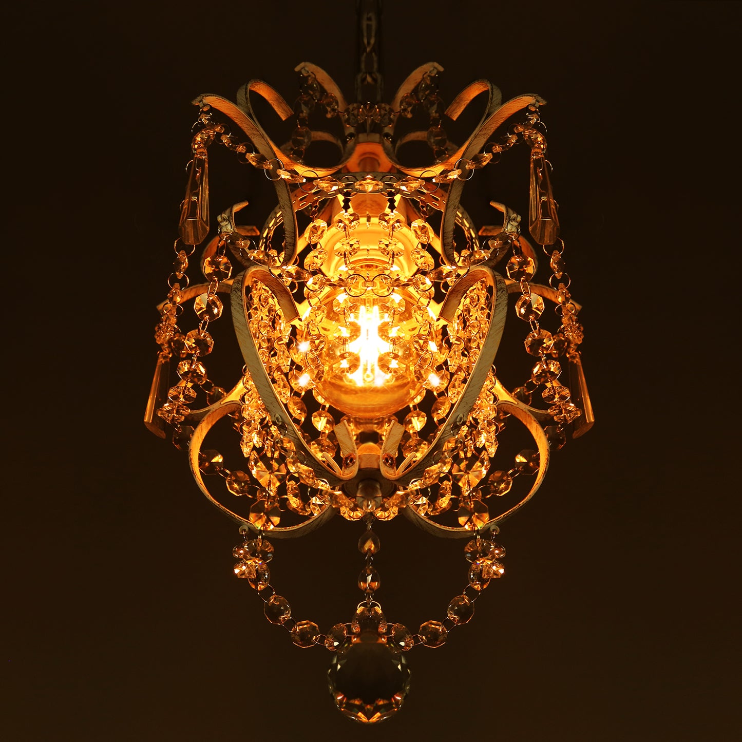 White Chandelier Mini Crystal Chandelier Lighting K9 Crystal Retro Craft Elegant Iron Chandelier for Bedroom - NON BRANDED SUPERMARKET