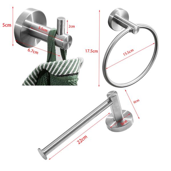 High Quality Rustproof 304 Stainless Steel Brushed Gold Polishing Bathroom Accessories Set Robe Hooks Towel Ring Bar Toilet Paper Holder Tissue Rack - NON BRANDED SUPERMARKET