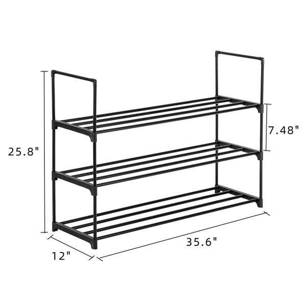 3 Tiers Shoe Rack Shoe Tower Shelf Storage Organizer For Bedroom, Entryway, Hallway, and Closet Black Color - NON BRANDED SUPERMARKET