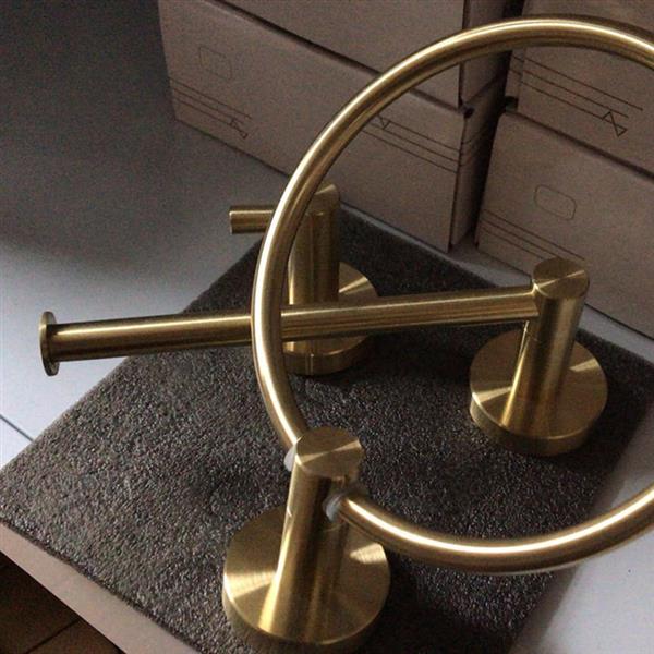 High Quality Rustproof 304 Stainless Steel Brushed Gold Polishing Bathroom Accessories Set Robe Hooks Towel Ring Bar Toilet Paper Holder Tissue Rack - NON BRANDED SUPERMARKET