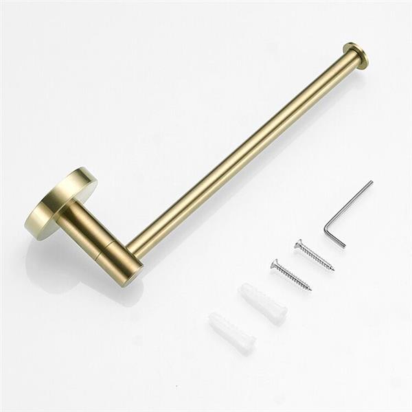 High Quality Rustproof 304 Stainless Steel Brushed Gold Polishing Bathroom Accessories Set Robe Hooks Towel Ring Bar Toilet Paper Holder Tissue Rack - NON BRANDED SUPERMARKET