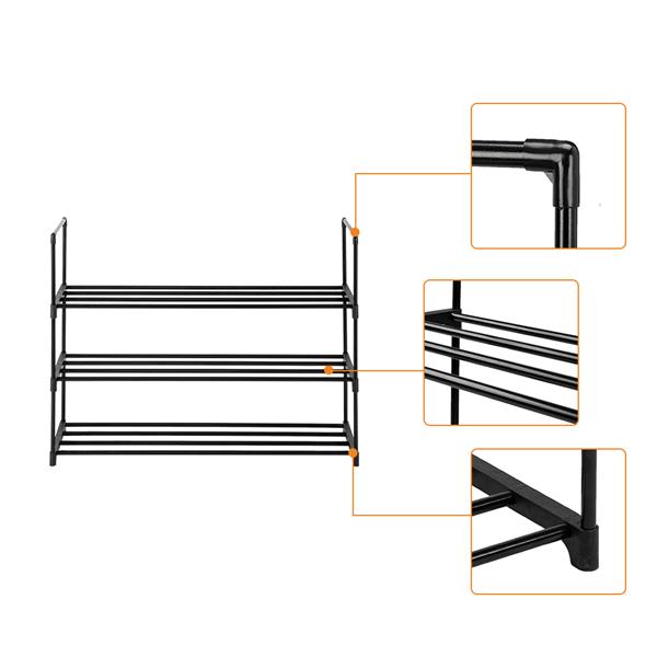 3 Tiers Shoe Rack Shoe Tower Shelf Storage Organizer For Bedroom, Entryway, Hallway, and Closet Black Color - NON BRANDED SUPERMARKET
