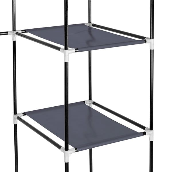 69" Portable Clothes Closet Wardrobe Storage Organizer with Non-Woven Fabric Quick and Easy to Assemble Extra Strong and Durable Gray - NON BRANDED SUPERMARKET