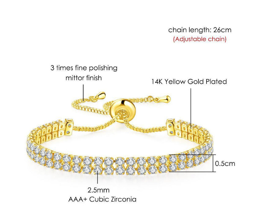 Fashion Double Row Zircon Bracelet For Women Rhinestone Bracelet - NON BRANDED SUPERMARKET 