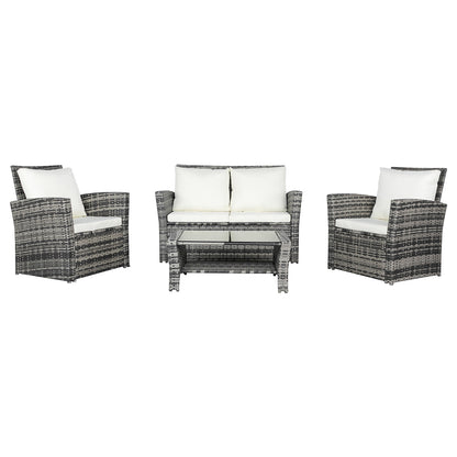 Outdoor Rattan Sofa Combination Four-piece Package-Grey  (Combination Total 2 Boxes) - NON BRANDED SUPERMARKET 