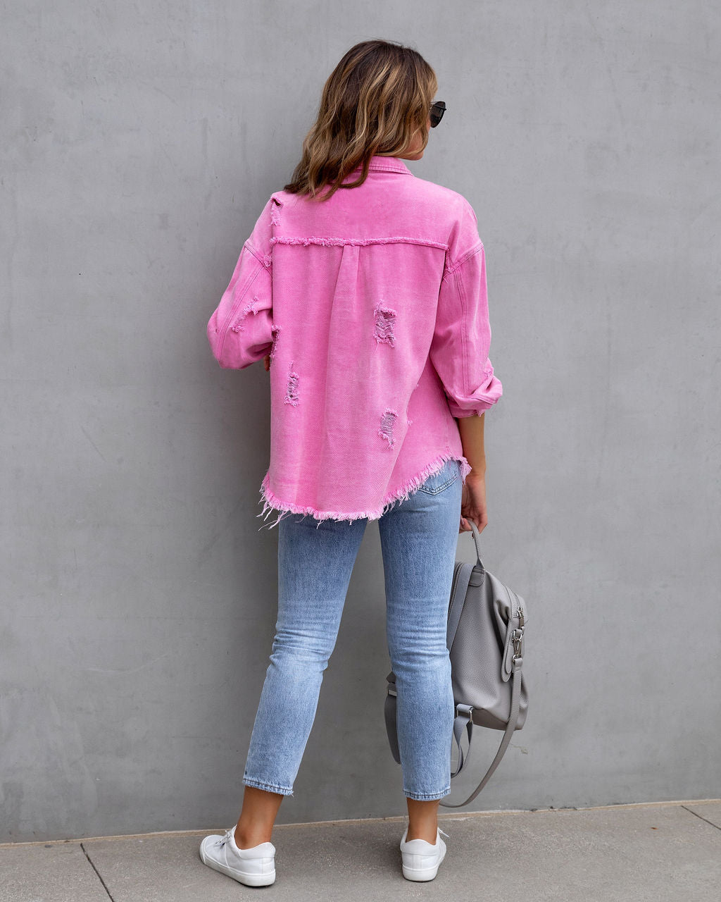 Women's Ripped Shirt Jacket - NON BRANDED SUPERMARKET 