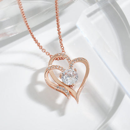 Zircon Double Love Necklace With Rhinestones Ins Personalized Heart-shaped Necklace Clavicle Chain Jewelry For Women Valentine's Day - NON BRANDED SUPERMARKET 