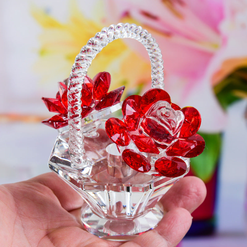 Crystal Flower Basket Decoration Living Room Wine Cabinet Wedding Small Gift - NON BRANDED SUPERMARKET 