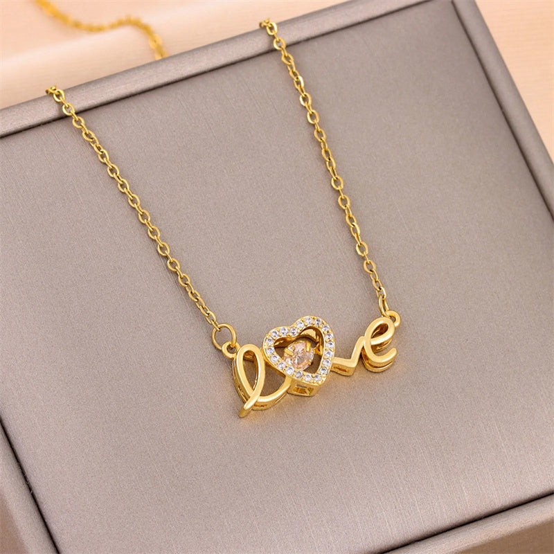 Valentines Day Gift New Titanium Steel Necklace Fashion New Love Smart Necklace Female Clavicle Chain Fashion Jewelry Woman - NON BRANDED SUPERMARKET 