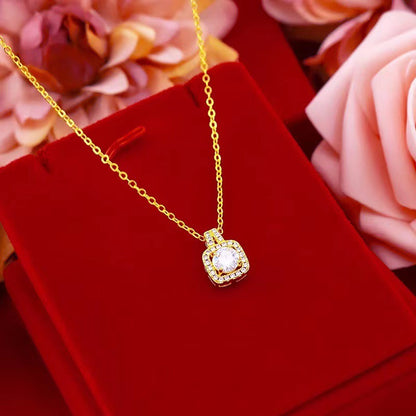 Fashion Jewelry Set Zircon Gem Pendant Chain Choker Necklace For Women Gold Color Stud Earring Statement Wedding Ring - NON BRANDED SUPERMARKET 