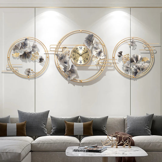 Aesthetic Luxury Wall Clocks Art Mural Living Room Design Wall Watch - NON BRANDED SUPERMARKET 