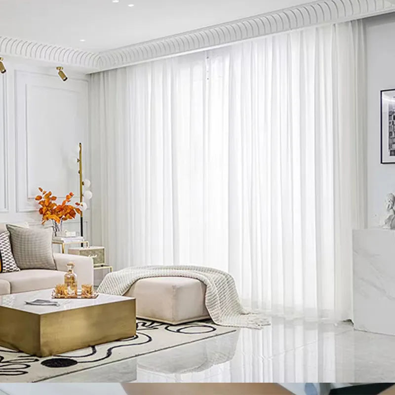 Asazal Solid White Tulle Luxurious Chiffon Sheer Window Curtains For Living Room - NON BRANDED SUPERMARKET 