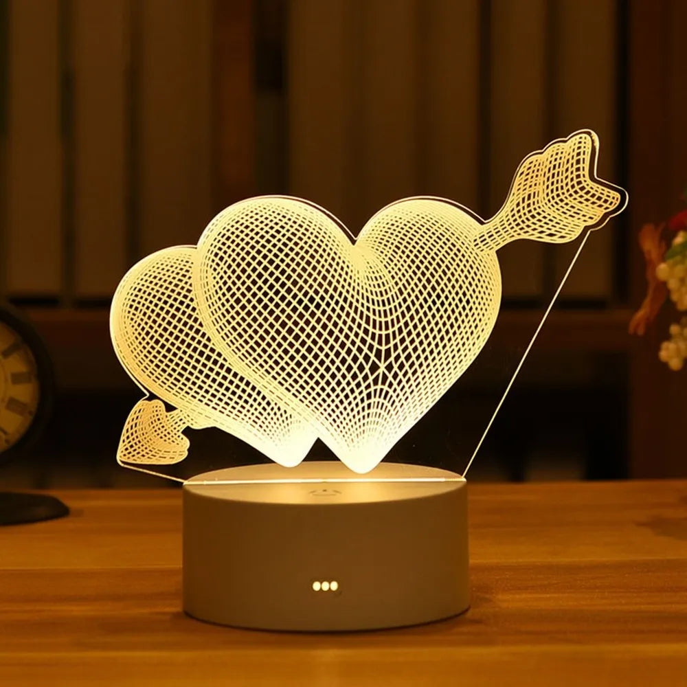 2022 Valentines Day Gift 3D Love Lamp Acrylic Bear Rose LED Night Light Kids Birthday Gift Rabbit Easter Deco Wedding Decoration - NON BRANDED SUPERMARKET 