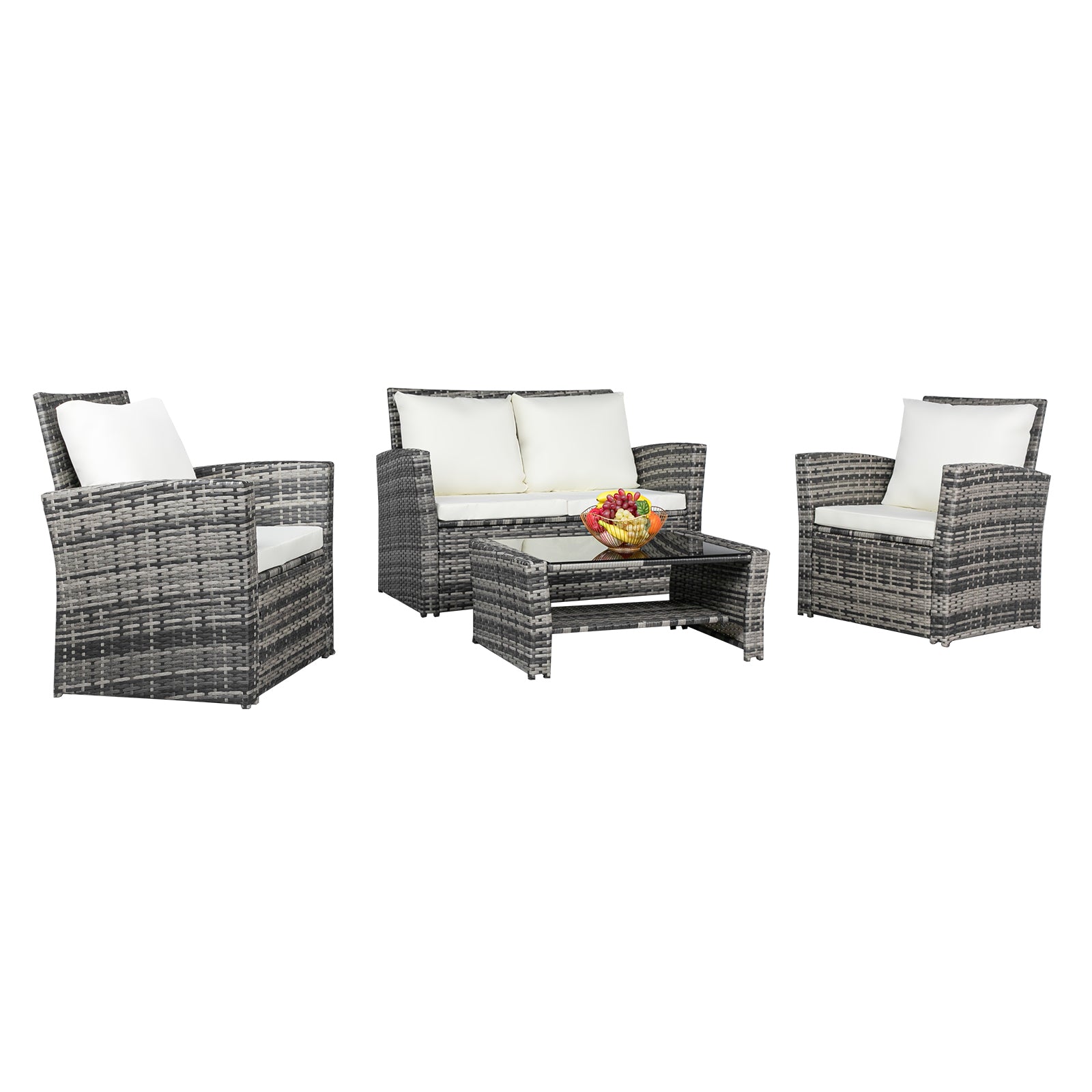 Outdoor Rattan Sofa Combination Four-piece Package-Grey  (Combination Total 2 Boxes) - NON BRANDED SUPERMARKET 