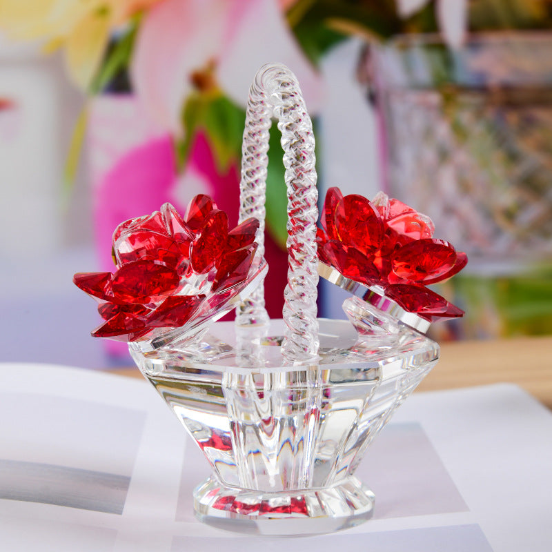 Crystal Flower Basket Decoration Living Room Wine Cabinet Wedding Small Gift - NON BRANDED SUPERMARKET 